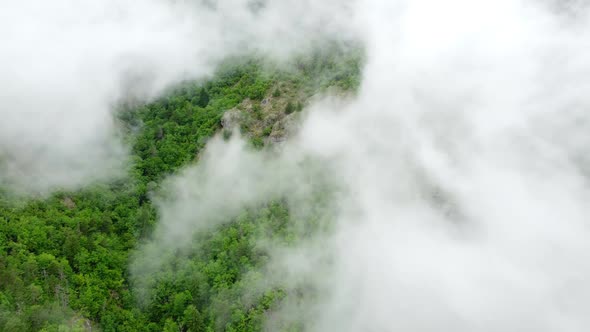 Fly Over Clouds Beautiful Untouched Mountain Forest Natural Morning Nature Background