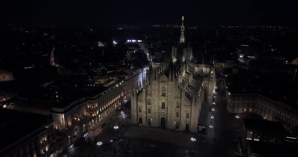 Beautiful Duomo Di Milano Cathedral Illuminated at Night