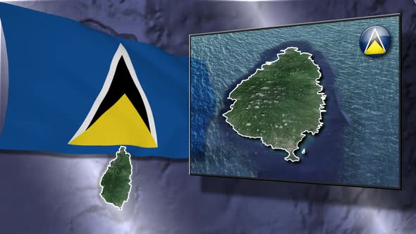 Saint Lucia Flag And Map Animation