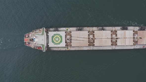 Drone View of the Dry Cargo Ship in Motion