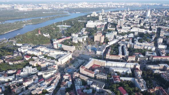 Kyiv Cityscape, Ukraine. Aerial View, Kiev. Slow Motion