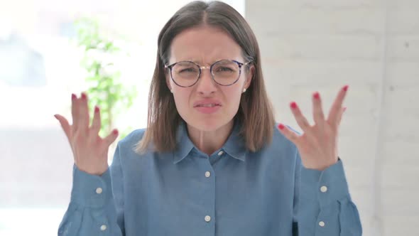 Portrait of Angry Young Woman Arguing, Fighting