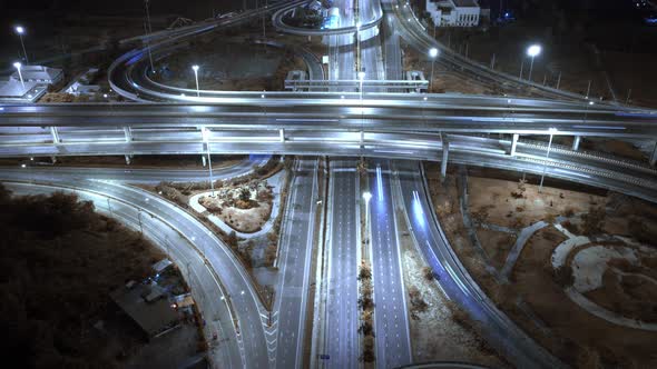 4K : Aerial hyperlapse drone shot of fast moving Highway road.