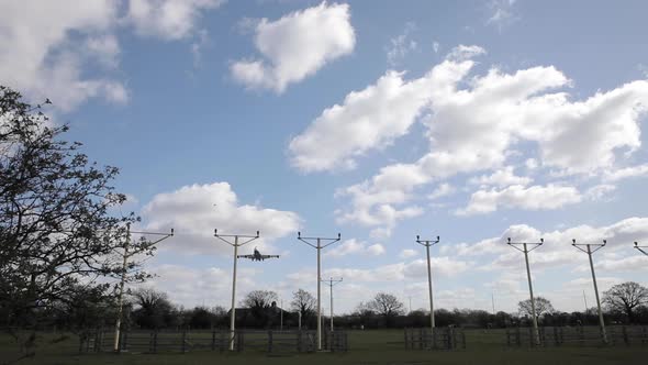 Airplane flying low during approach at London Heathrow airport