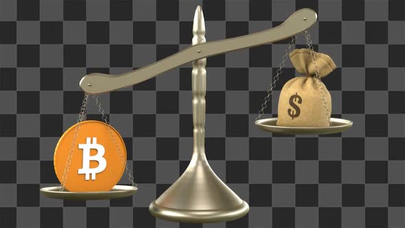 Bitcoin And Dollar Balance Scales Silver