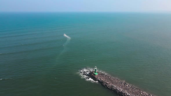 Boat traveling through Veracruz shoreline