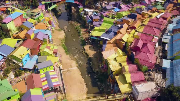 Rainbow Village Jodipan in Malang drone Mavic Pro low flight