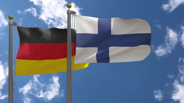 Germany Flag Vs Finland On Flagpole
