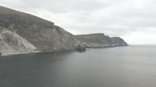 Serene View Of Minaun Cliffs And Cathedral Rocks At Keel Beach On Achill Island, County Mayo, Irelan