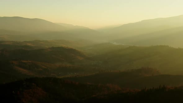 Picturesque Drone View of Bright Morning Sky Shining on Sunrise Sky Over Highlands - Dorne Footage