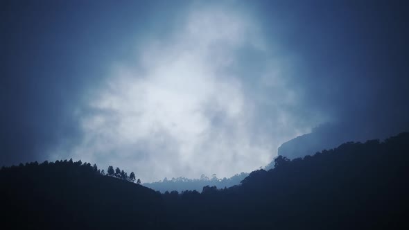 Clouds Seemingly Moving From Night To The First Flush Of The Morning In Munnar, Kerala State, India.