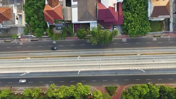 Aerial view of empty roads during pandemic