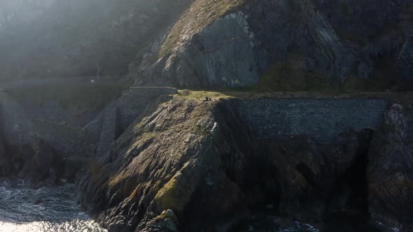 Aerial view of the Bray mountains during a sunny day in Ireland