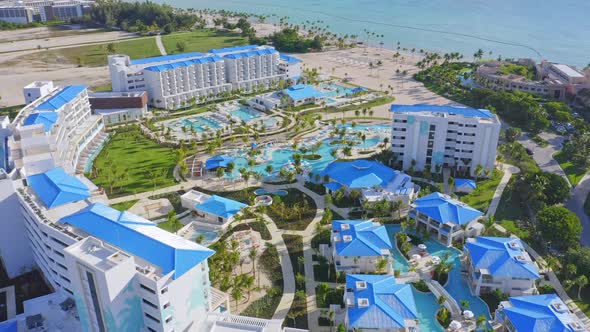 Aerial showing unique layout of stunning new TUI BLUE hotel in Caribbean