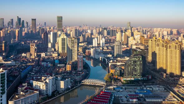 Timelapse of Shanghai City viewed , Sunrise day