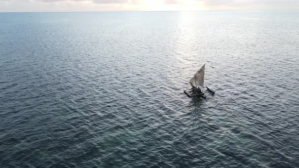 Boats in the Ocean Near the Coast of Zanzibar Tanzania Slow Motion