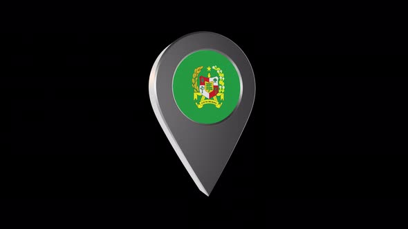 3d Animation Map Navigation Pointer With Flag Of Medan (Indonesia) With Alpha Channel - 4K