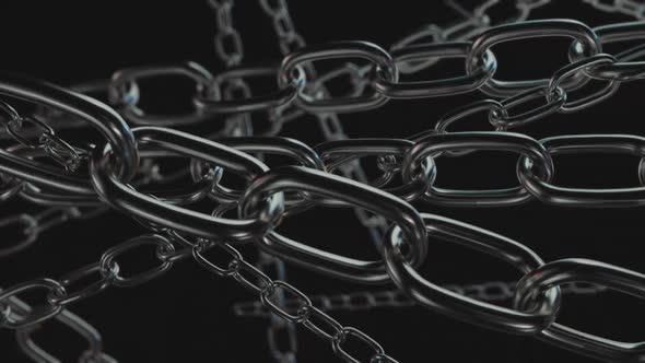 Multiple chains, blockchain, connection, network concept on black background