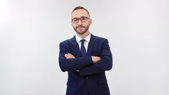 Handsome Business Man in Stylish Clothes Having Positive Emotion