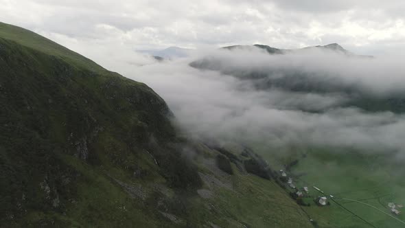 Panoramic View of the Mountains Covered in Clouds, Hoddevik