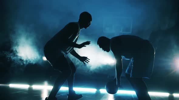 Slow Motion of a Basketball Practice of Two African American Players