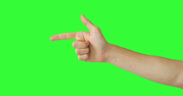 Isolated Man Hand Showing the Hey You Sign Symbol Pointing Something. Pack of Gestures