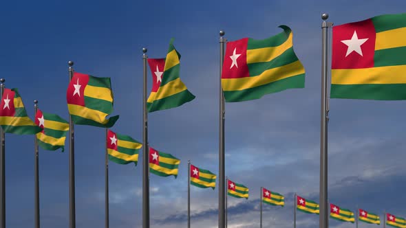 The Togo Flags Waving In The Wind  4K