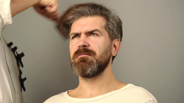 Hair Coloring in Barbershop, Man with Color Hairstyle