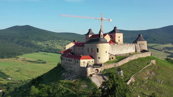 Aerial view of Krasna Horka castle in Slovakia