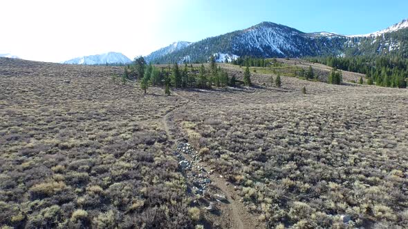 Aerial shot of scenic mountain trail.