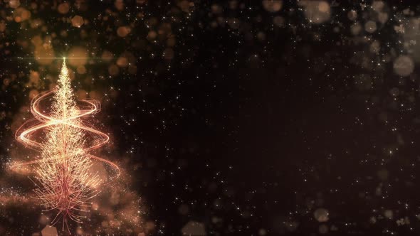 Animated Golden Christmas Fir Tree Star background bokeh snowfall HD resolution