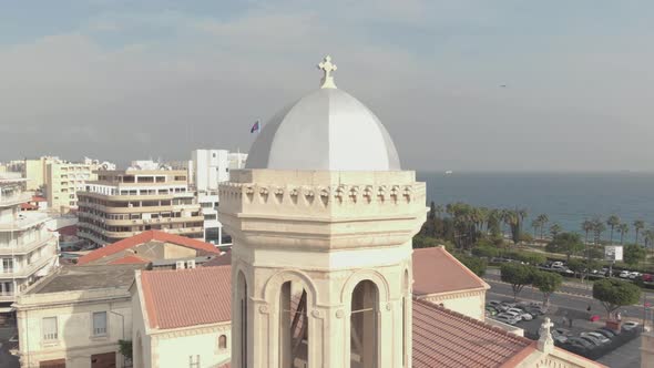 4K Aerial drone footage of Ayia Napa Cathedral in Limassol, Cyprus