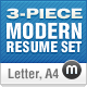 3-Piece Modern Resume Set - GraphicRiver Item for Sale