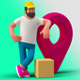 Delivery Man 3D with Package Geo Point Navigation on Transparent Background - GraphicRiver Item for Sale