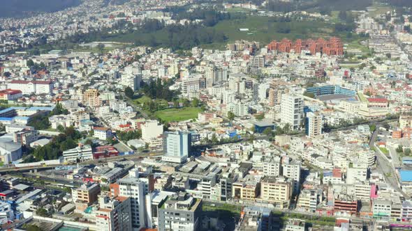 Aerial view over Quito, the capital of Ecuador in South America