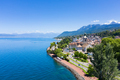 Aerial view of Evian (Evian-Les-Bains) city in Haute-Savoie in France - PhotoDune Item for Sale