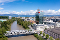 Aerial view of Hans-Wilsdorf bridge near plainpalais in Geneva - Switzerland - PhotoDune Item for Sale