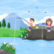 20 Children Fishing Fish Vector Illustration - GraphicRiver Item for Sale