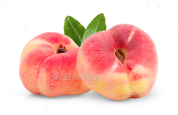 Ripe chinese flat peach fruit  isolated on white / Photodune, Misc