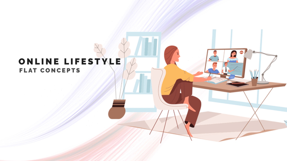 Online lifestyle - Flat Concept