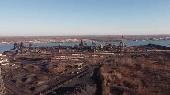 The Windsor Hum - Pile Of Petroleum Coke Used For Industrial Plant At Zug Island Near Detroit River