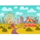 Amusement Park Attractions with Merrygoround - GraphicRiver Item for Sale