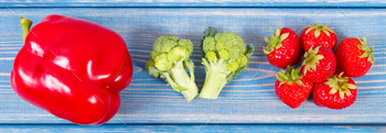 Fruits and vegetables containing vitamin C and minerals, healthy lifestyle and nutrition concept / Photodune, Misc
