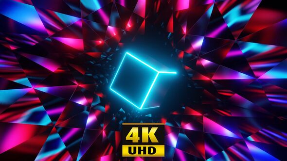 Pulsing Neon Cube 4K