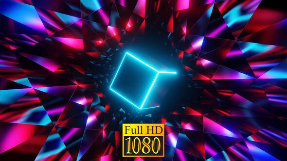 Pulsing Neon Cube HD