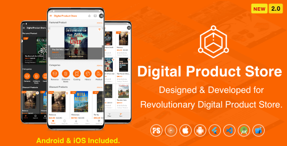 Digital Download Products Store For eBook, Video, Photo (Using Flutter For iOS and Android) 2.0