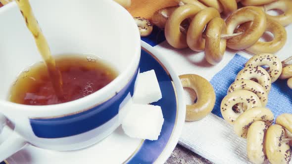 Slow Motion Traditional Russian Tea Party with Pastries