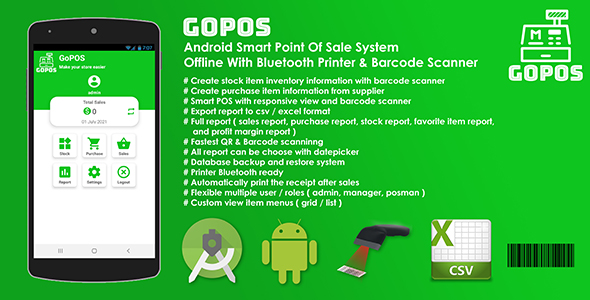 GoPOS Offline – Android Smart Point Of Sale System With Bluetooth Printer & Barcode Scanner