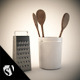 Wooden spoon and steel grater - 3DOcean Item for Sale