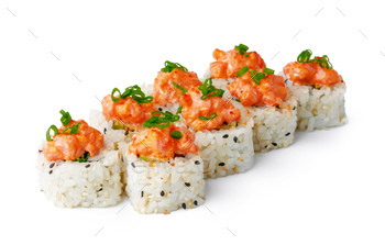 Japanese sushi with sesame seeds and cream icing isolated on white / Photodune, Misc